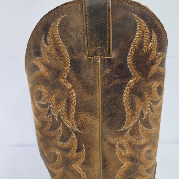 VTG Justin Leather Cowboy Boots Western Men\'s 11.5D Brown EX Tread #2555 USA main image 7